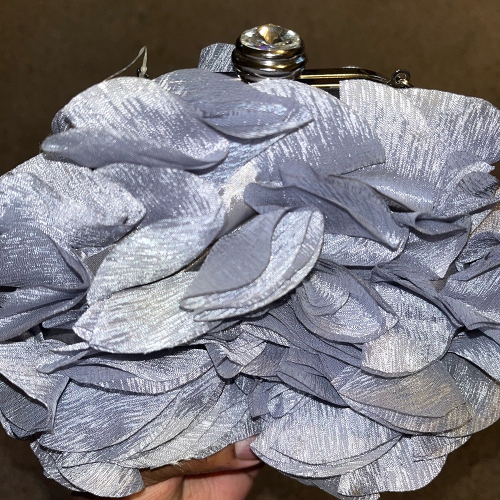 Silver Floral Clutch